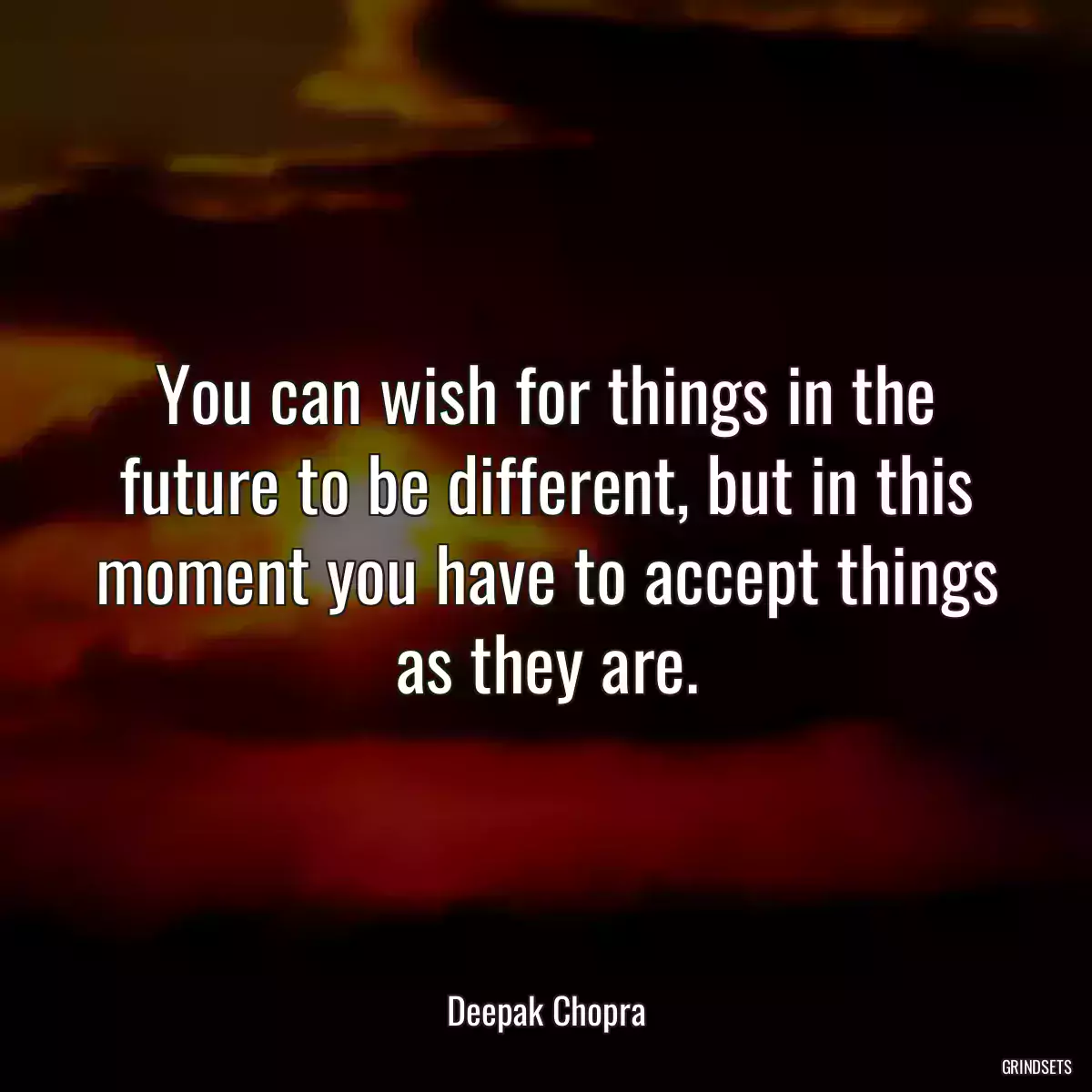 You can wish for things in the future to be different, but in this moment you have to accept things as they are.