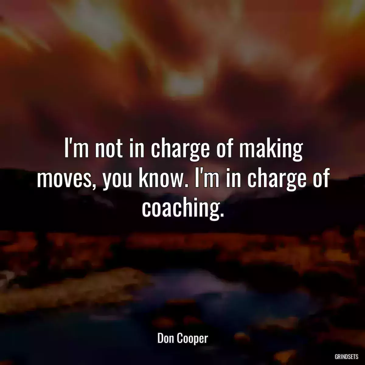 I\'m not in charge of making moves, you know. I\'m in charge of coaching.