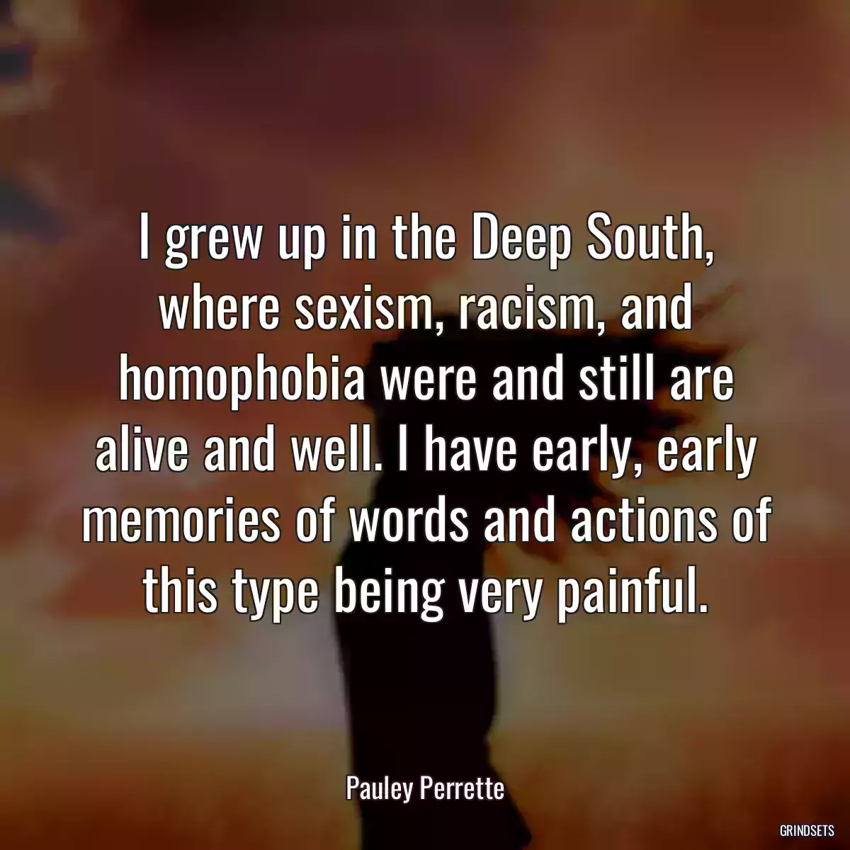 I grew up in the Deep South, where sexism, racism, and homophobia were and still are alive and well. I have early, early memories of words and actions of this type being very painful.