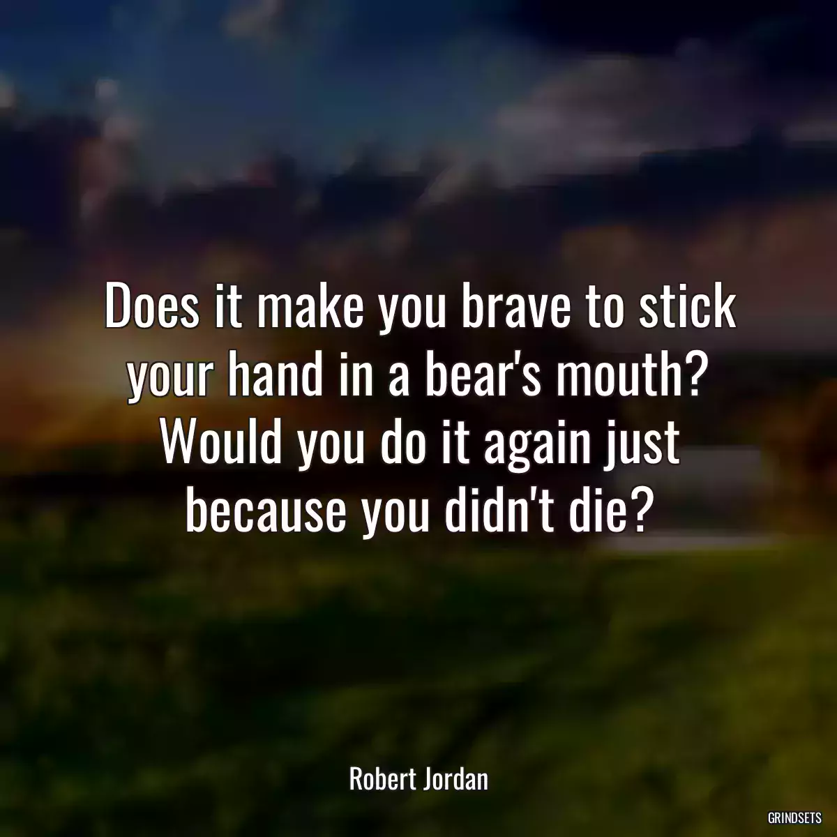 Does it make you brave to stick your hand in a bear\'s mouth? Would you do it again just because you didn\'t die?