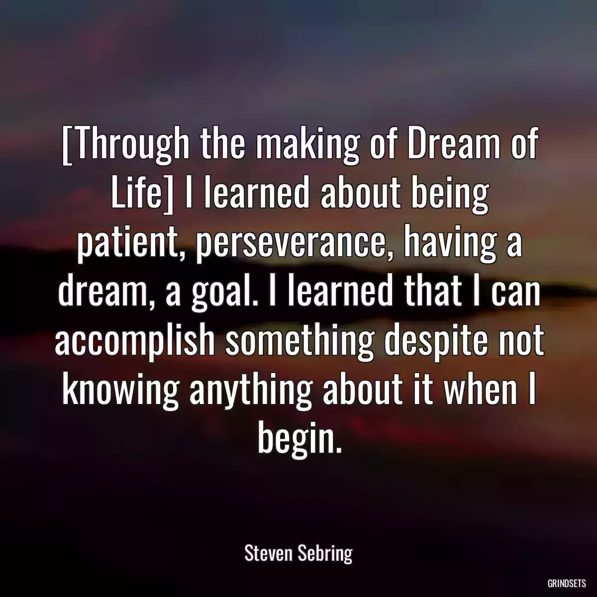 [Through the making of Dream of Life] I learned about being patient, perseverance, having a dream, a goal. I learned that I can accomplish something despite not knowing anything about it when I begin.