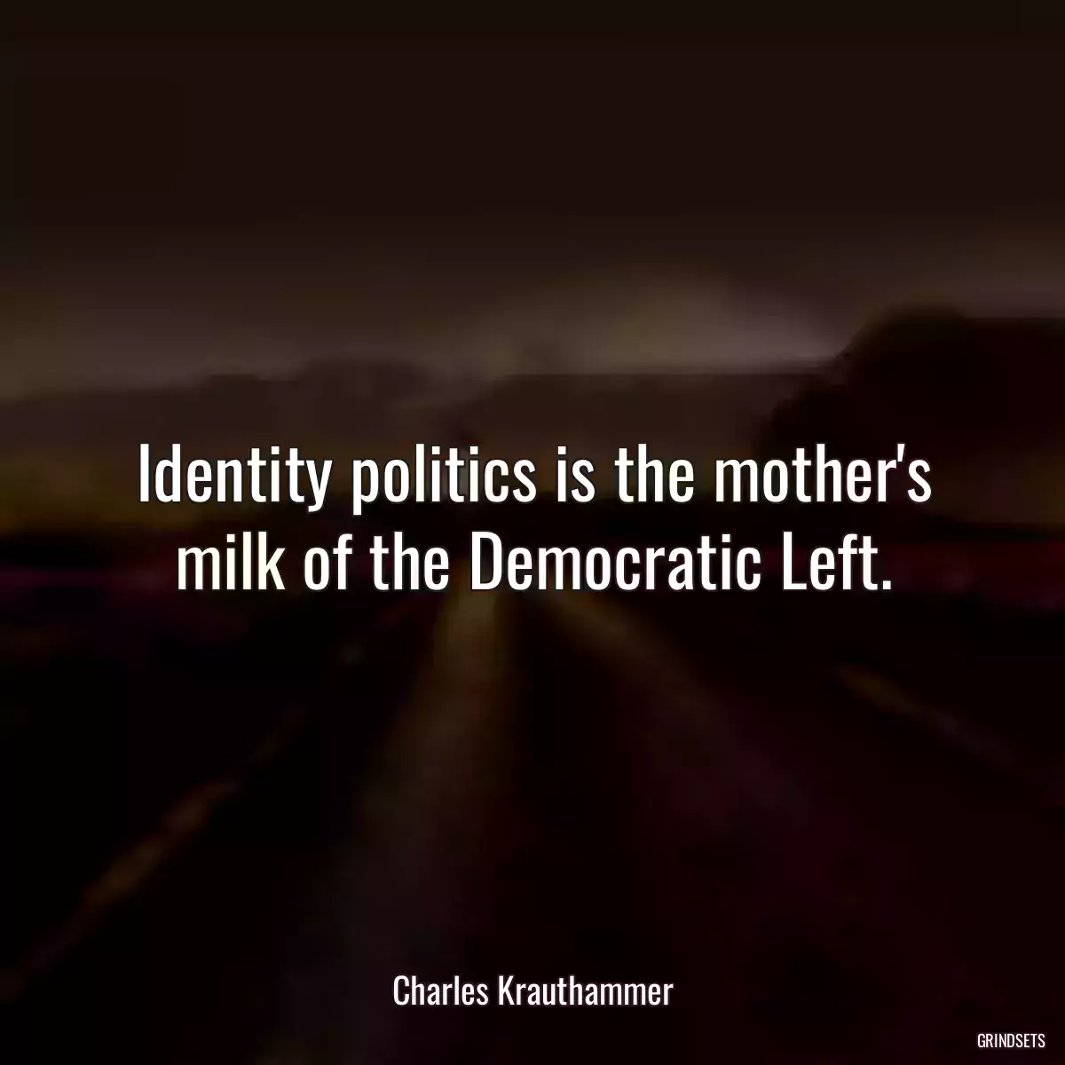 Identity politics is the mother\'s milk of the Democratic Left.