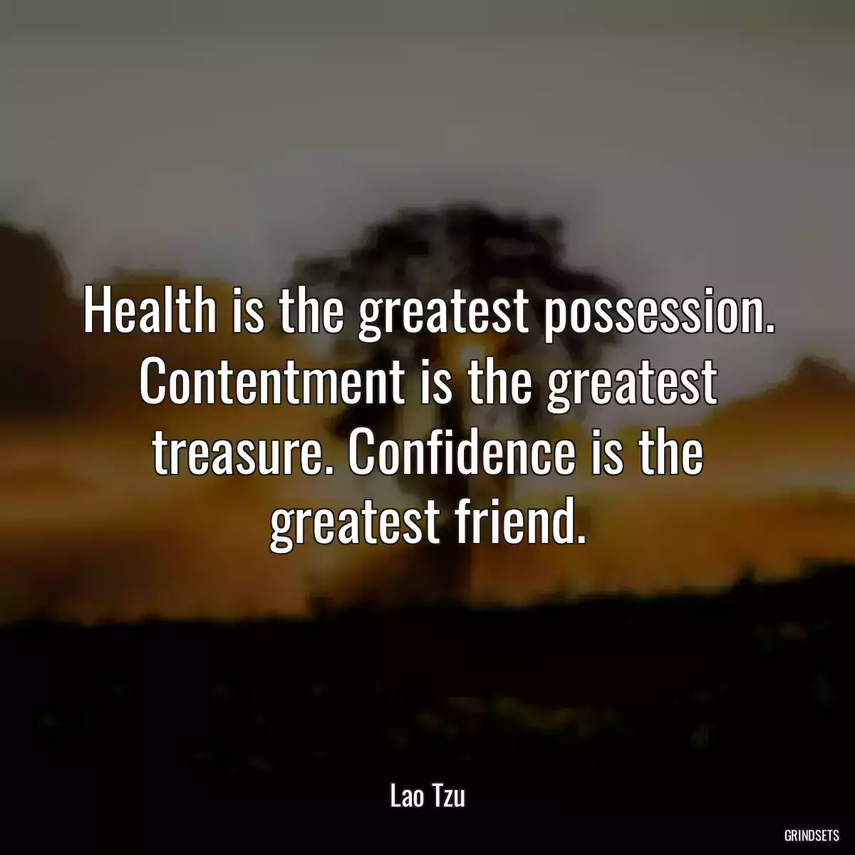 Health is the greatest possession. Contentment is the greatest treasure. Confidence is the greatest friend.