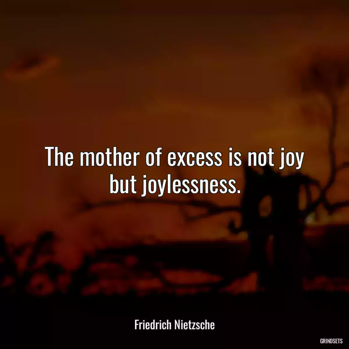 The mother of excess is not joy but joylessness.