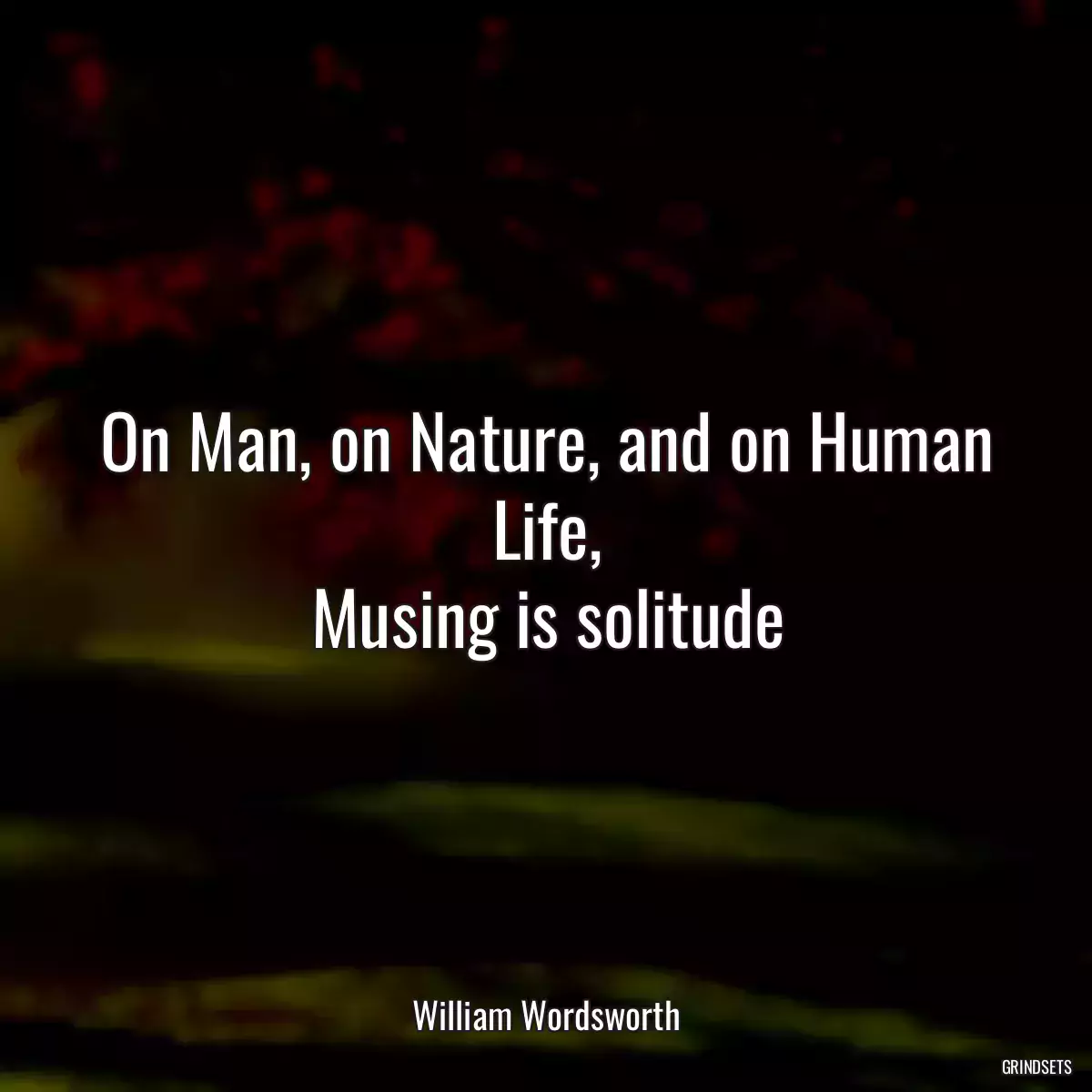 On Man, on Nature, and on Human Life,
Musing is solitude