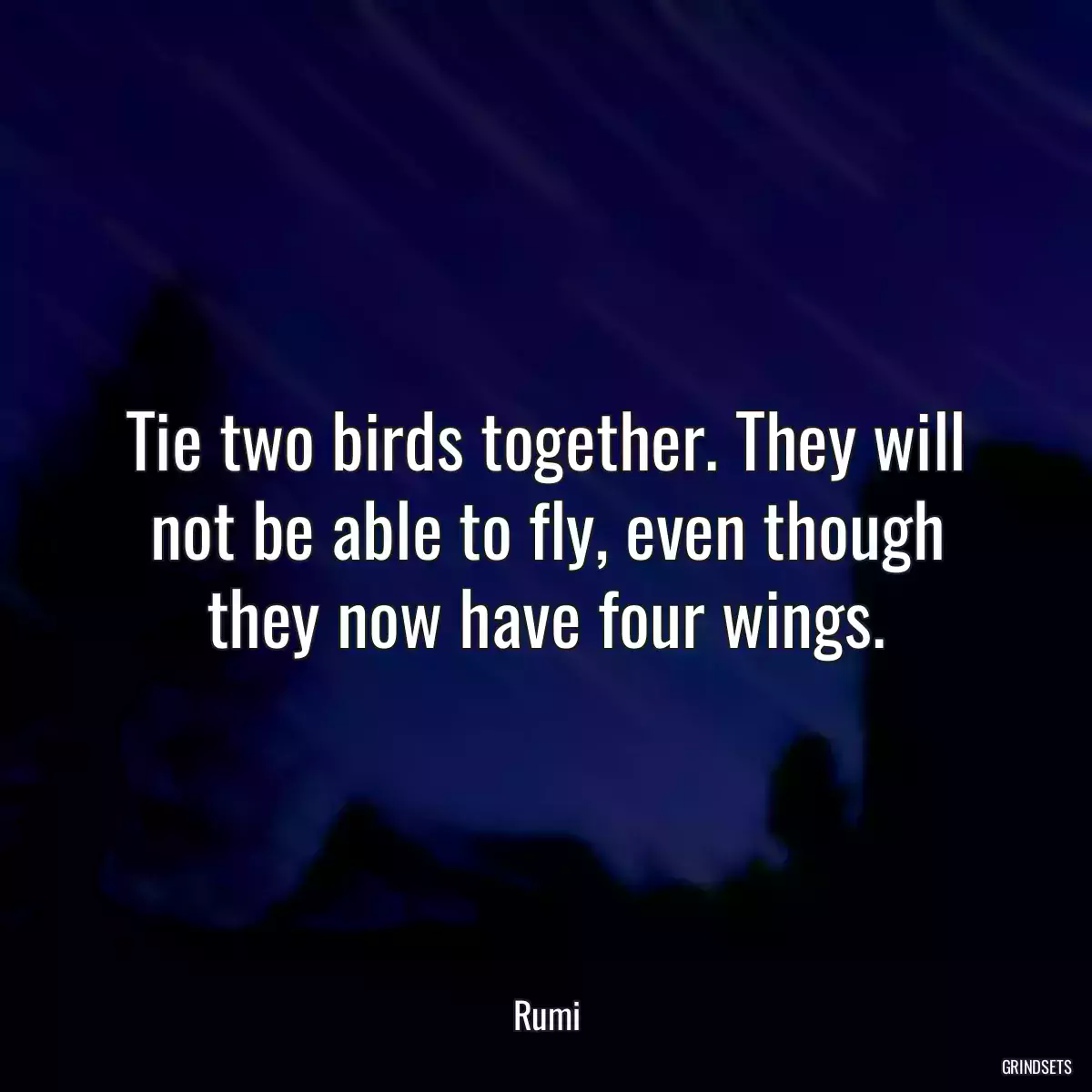 Tie two birds together. They will not be able to fly, even though they now have four wings.