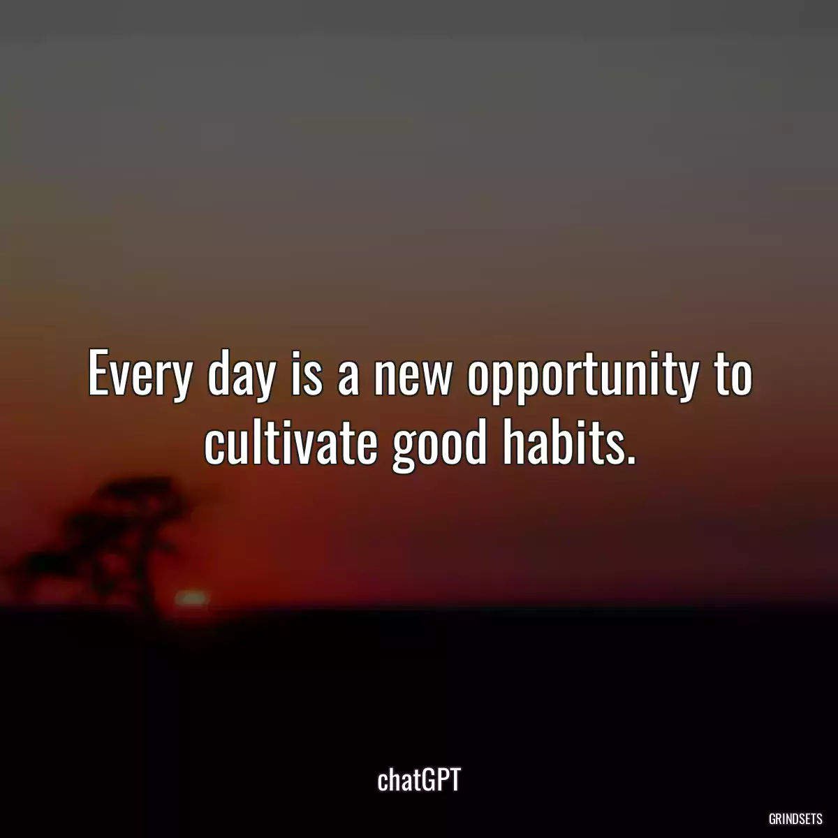 Every day is a new opportunity to cultivate good habits.