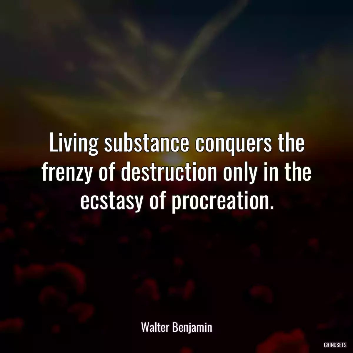 Living substance conquers the frenzy of destruction only in the ecstasy of procreation.