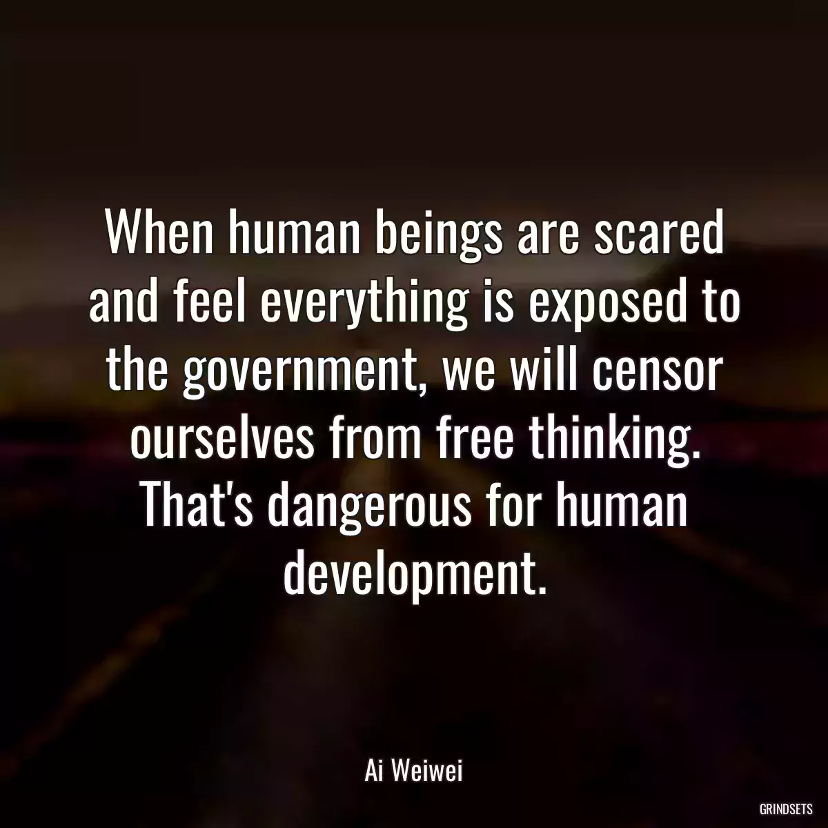 When human beings are scared and feel everything is exposed to the government, we will censor ourselves from free thinking. That\'s dangerous for human development.