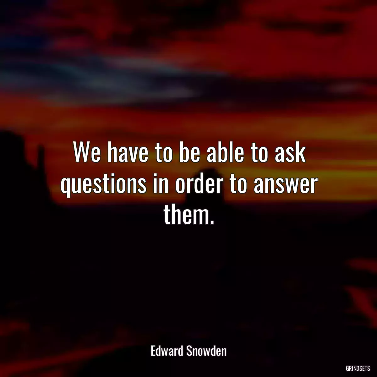 We have to be able to ask questions in order to answer them.