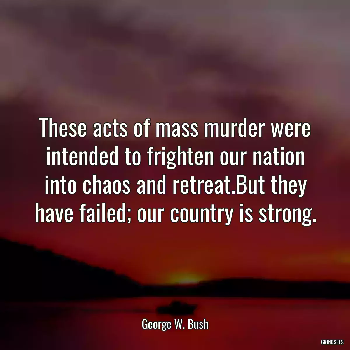 These acts of mass murder were intended to frighten our nation into chaos and retreat.But they have failed; our country is strong.