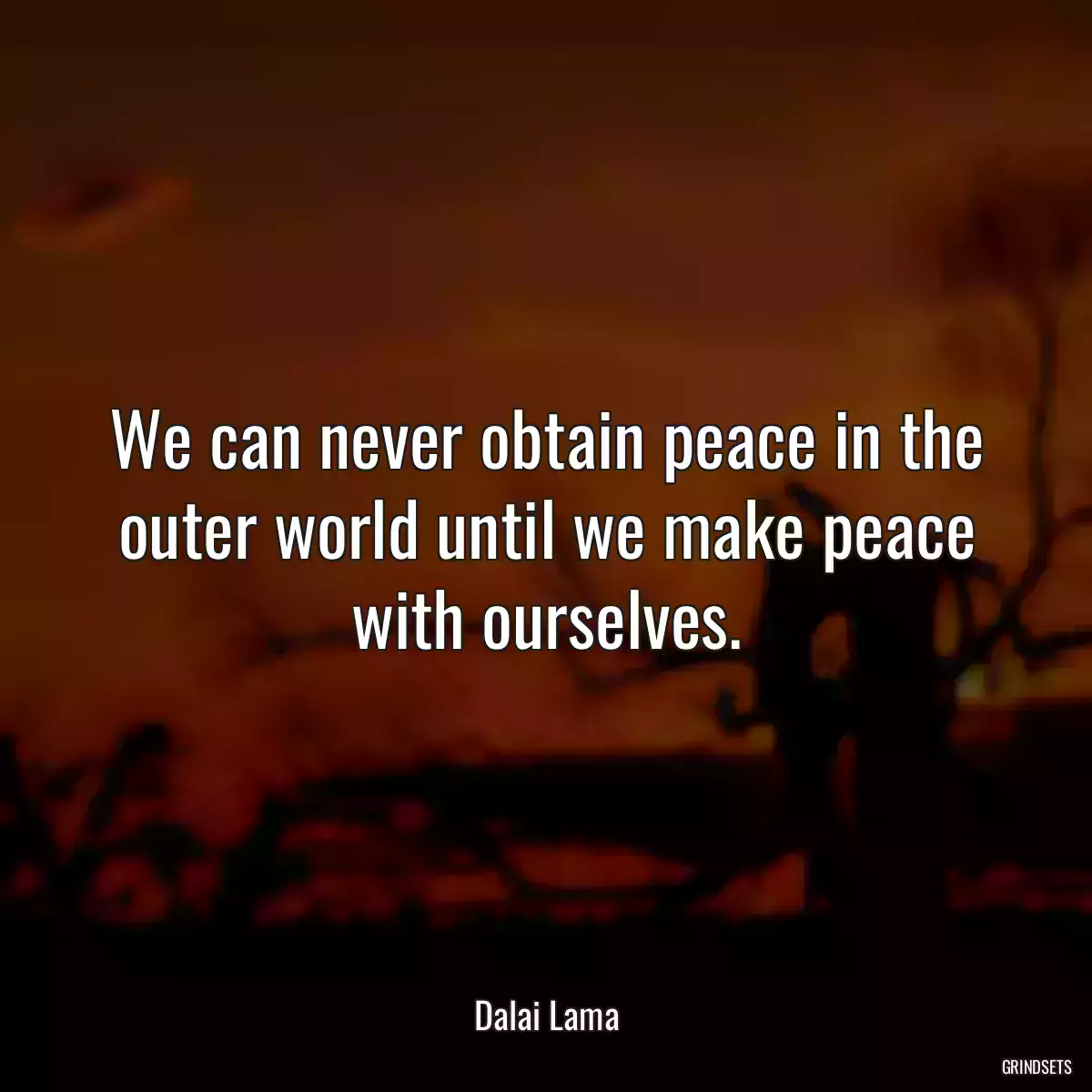 We can never obtain peace in the outer world until we make peace with ourselves.