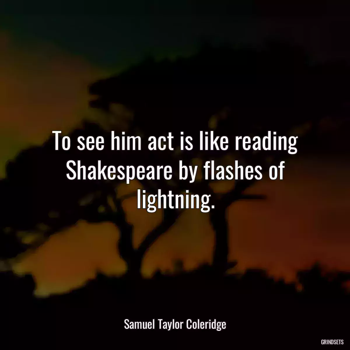 To see him act is like reading Shakespeare by flashes of lightning.