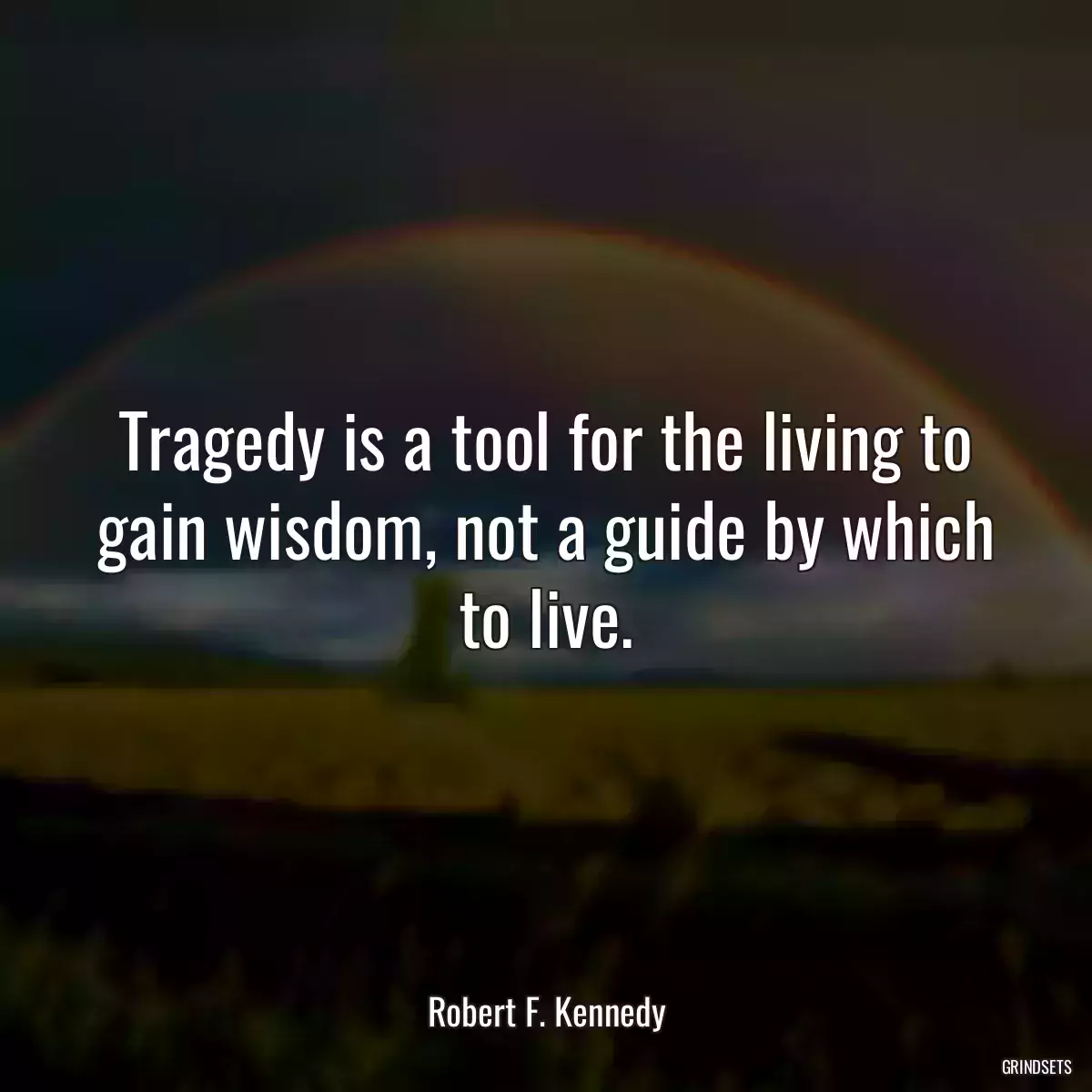 Tragedy is a tool for the living to gain wisdom, not a guide by which to live.