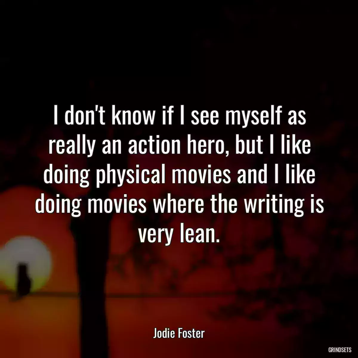 I don\'t know if I see myself as really an action hero, but I like doing physical movies and I like doing movies where the writing is very lean.