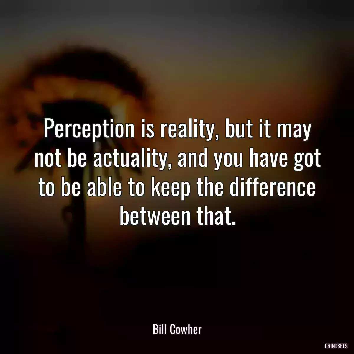 Perception is reality, but it may not be actuality, and you have got to be able to keep the difference between that.