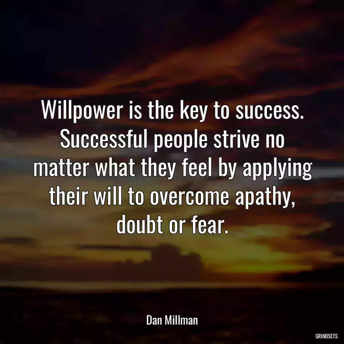 Willpower is the key to success. Successful people strive no matter what they feel by applying their will to overcome apathy, doubt or fear.