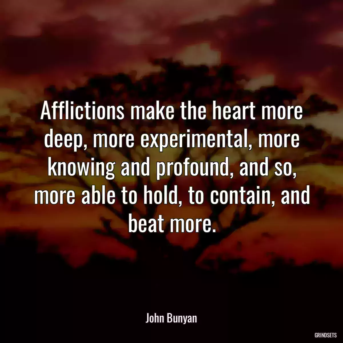 Afflictions make the heart more deep, more experimental, more knowing and profound, and so, more able to hold, to contain, and beat more.