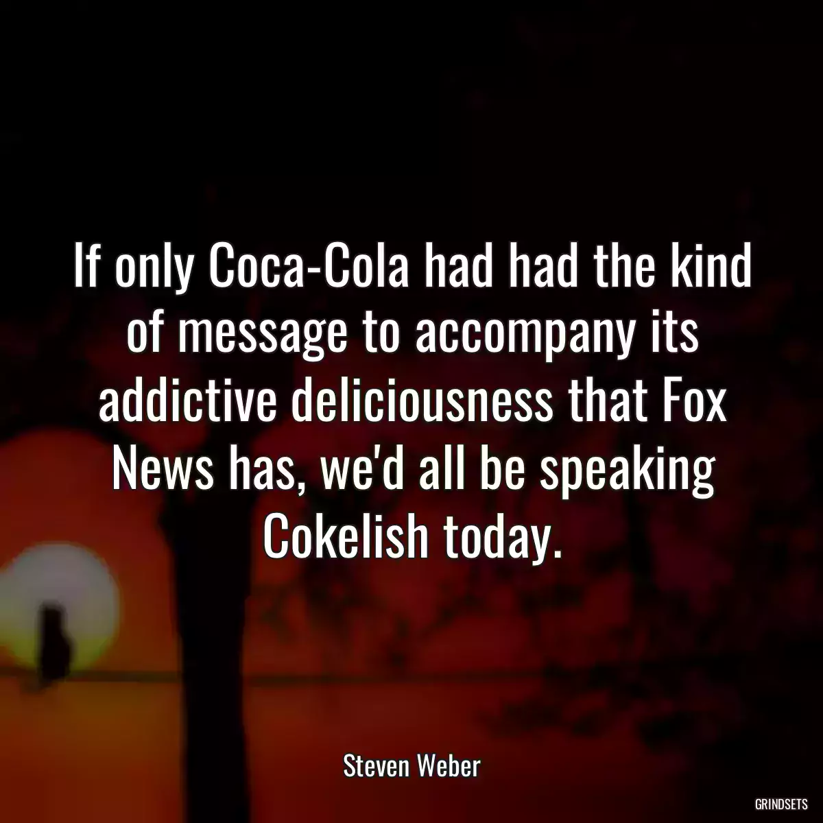 If only Coca-Cola had had the kind of message to accompany its addictive deliciousness that Fox News has, we\'d all be speaking Cokelish today.