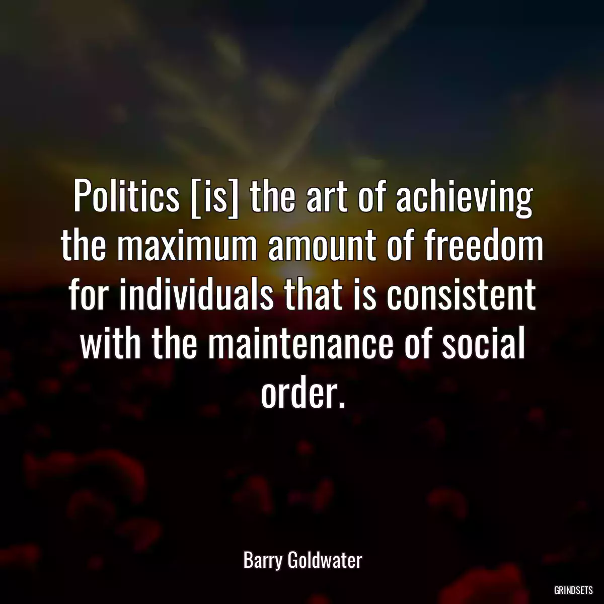 Politics [is] the art of achieving the maximum amount of freedom for individuals that is consistent with the maintenance of social order.