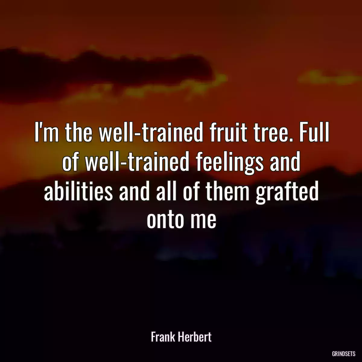 I\'m the well-trained fruit tree. Full of well-trained feelings and abilities and all of them grafted onto me