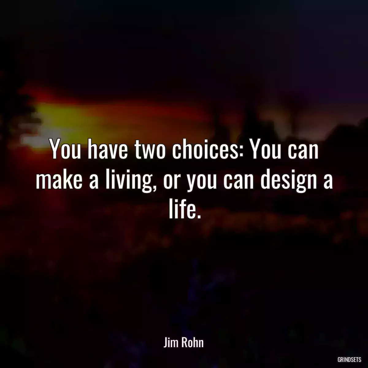 You have two choices: You can make a living, or you can design a life.