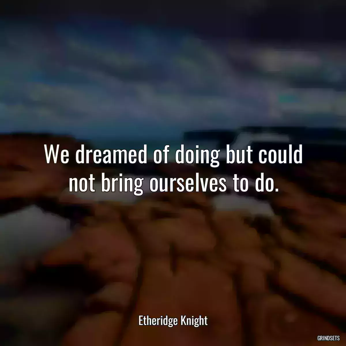 We dreamed of doing but could not bring ourselves to do.