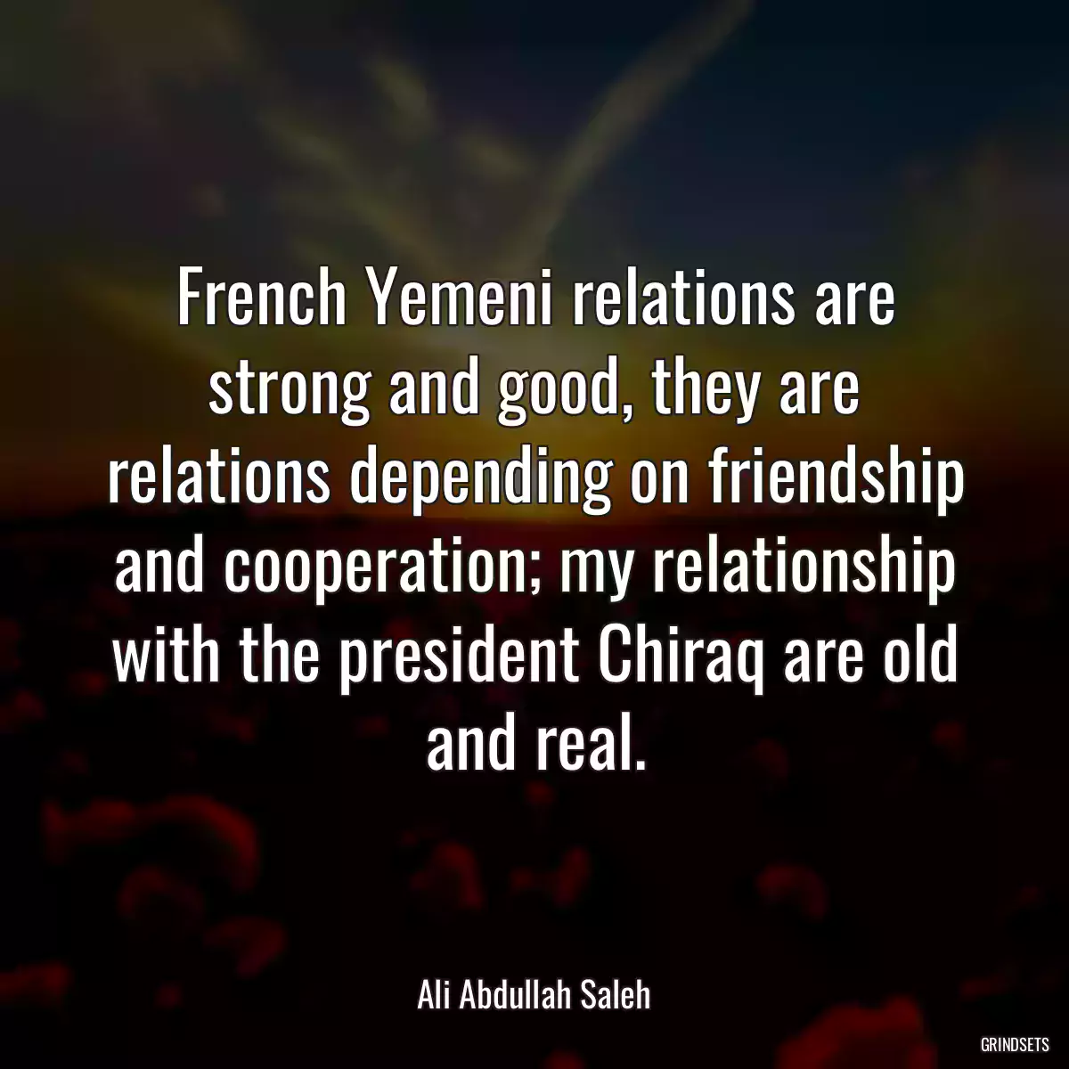 French Yemeni relations are strong and good, they are relations depending on friendship and cooperation; my relationship with the president Chiraq are old and real.