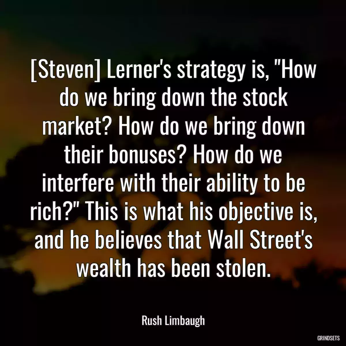 [Steven] Lerner\'s strategy is, \