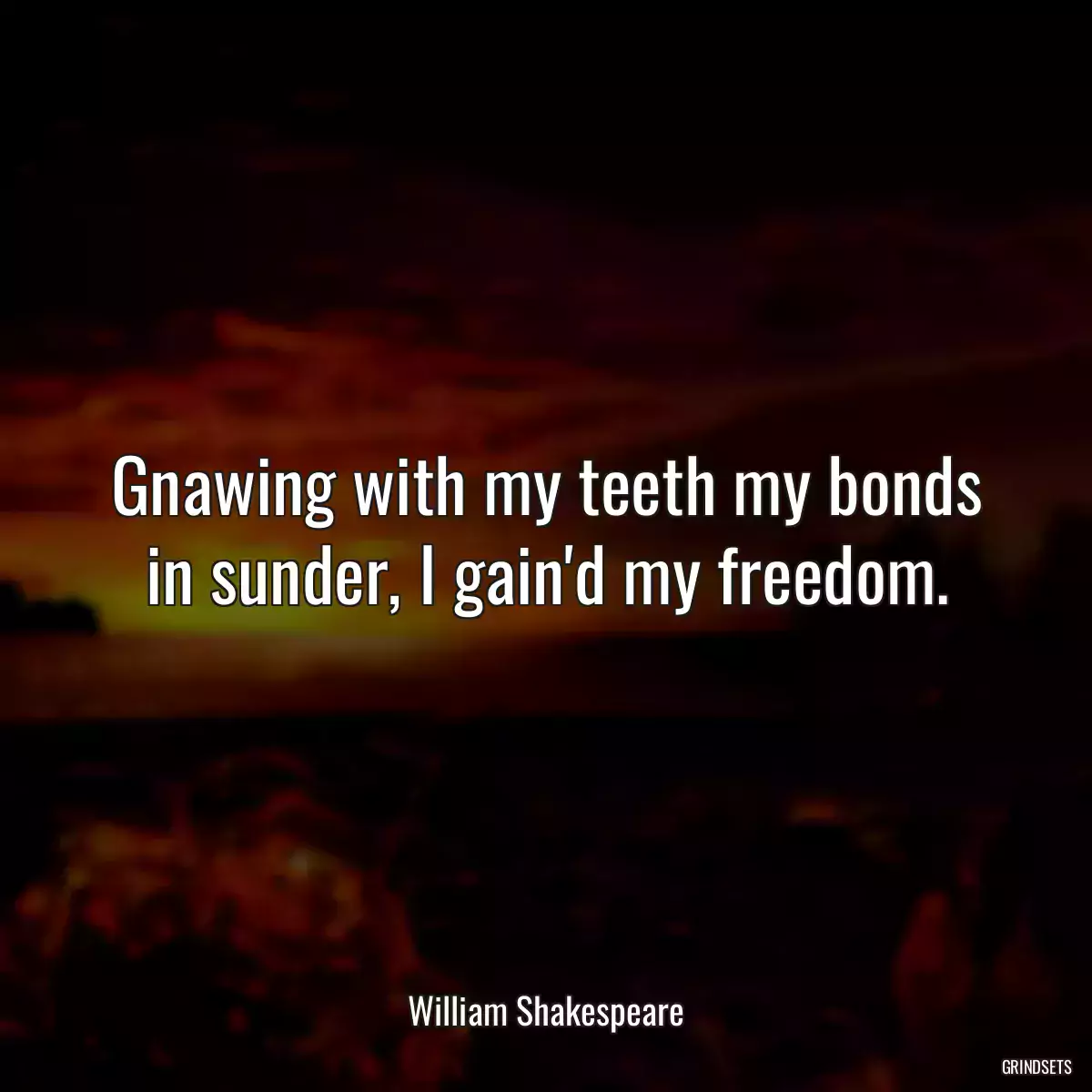 Gnawing with my teeth my bonds in sunder, I gain\'d my freedom.