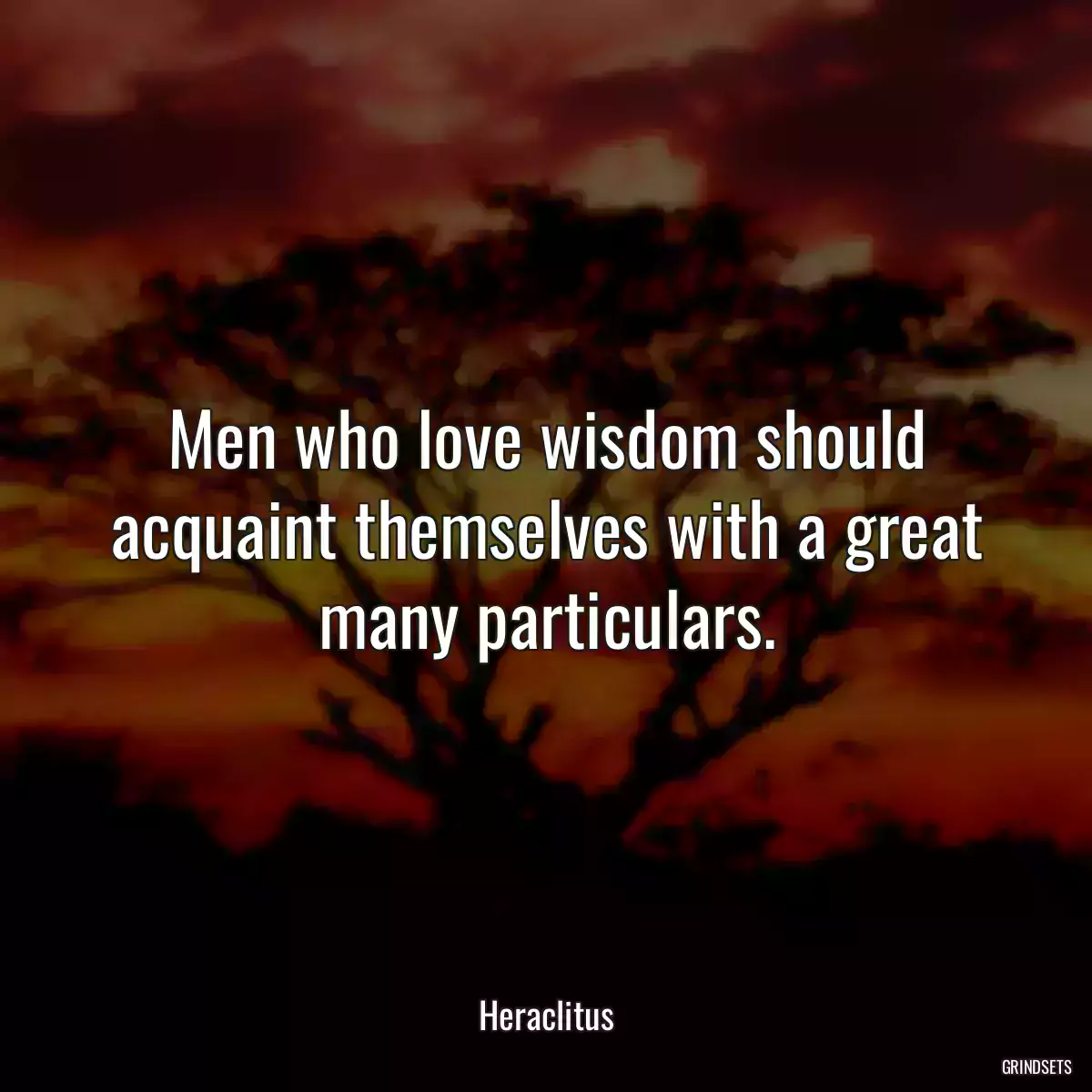 Men who love wisdom should acquaint themselves with a great many particulars.