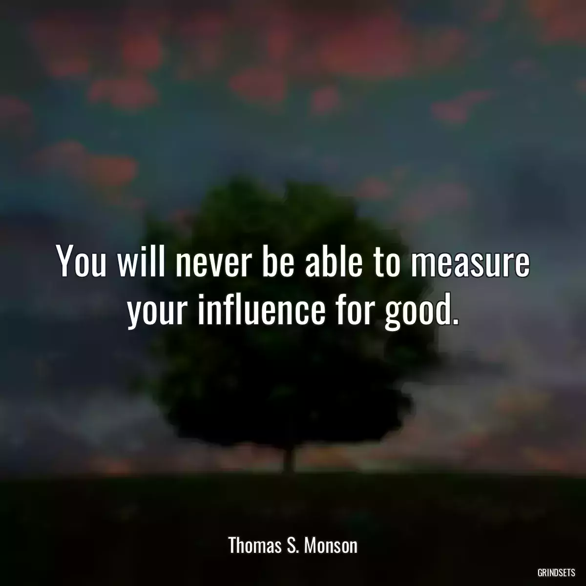 You will never be able to measure your influence for good.