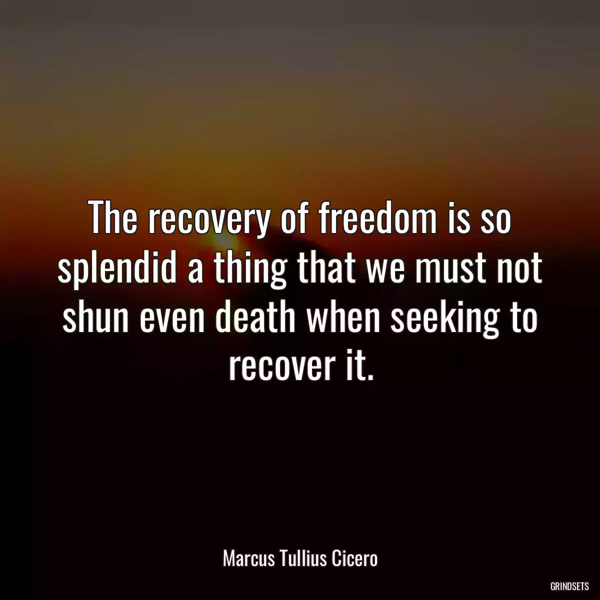 The recovery of freedom is so splendid a thing that we must not shun even death when seeking to recover it.