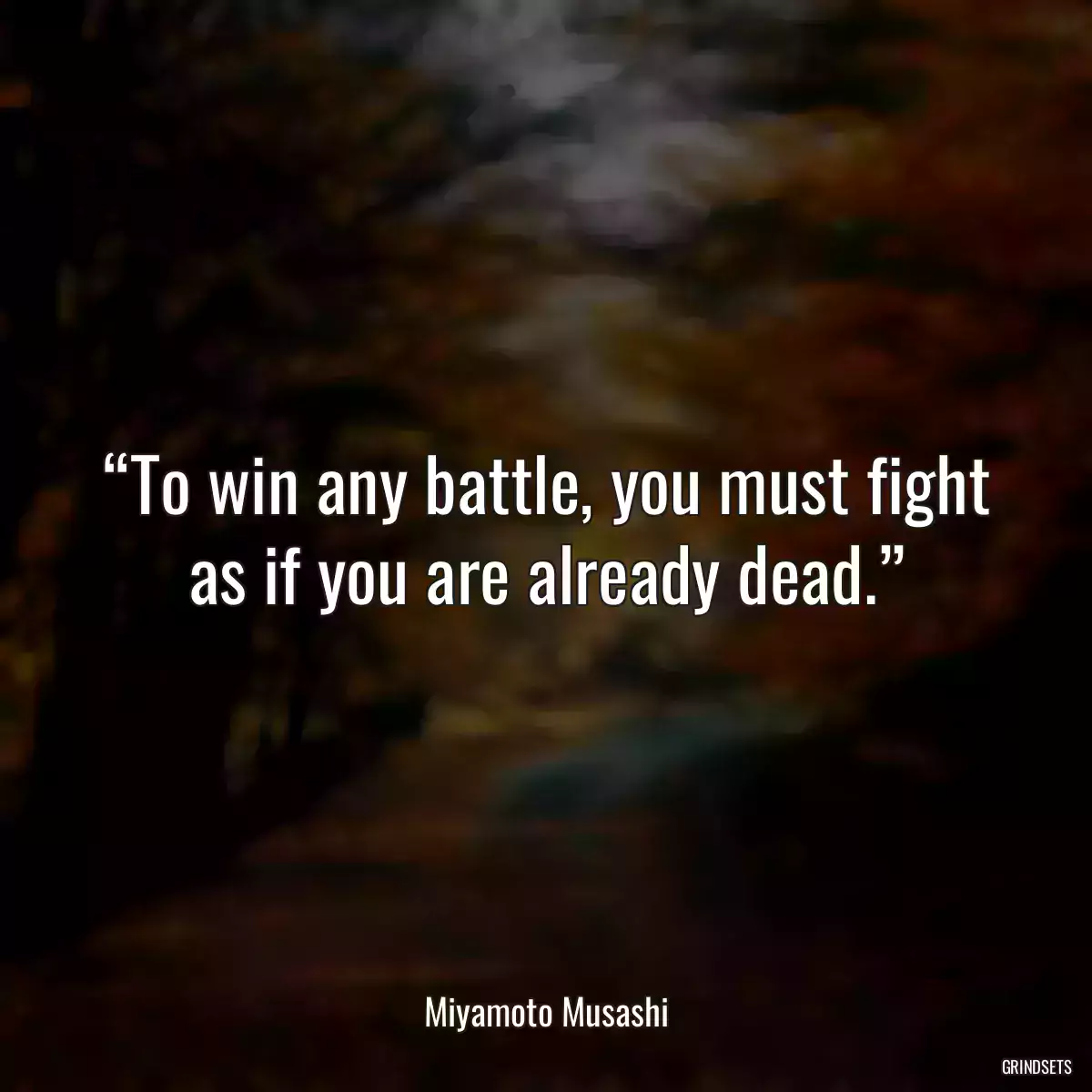 “To win any battle, you must fight as if you are already dead.”