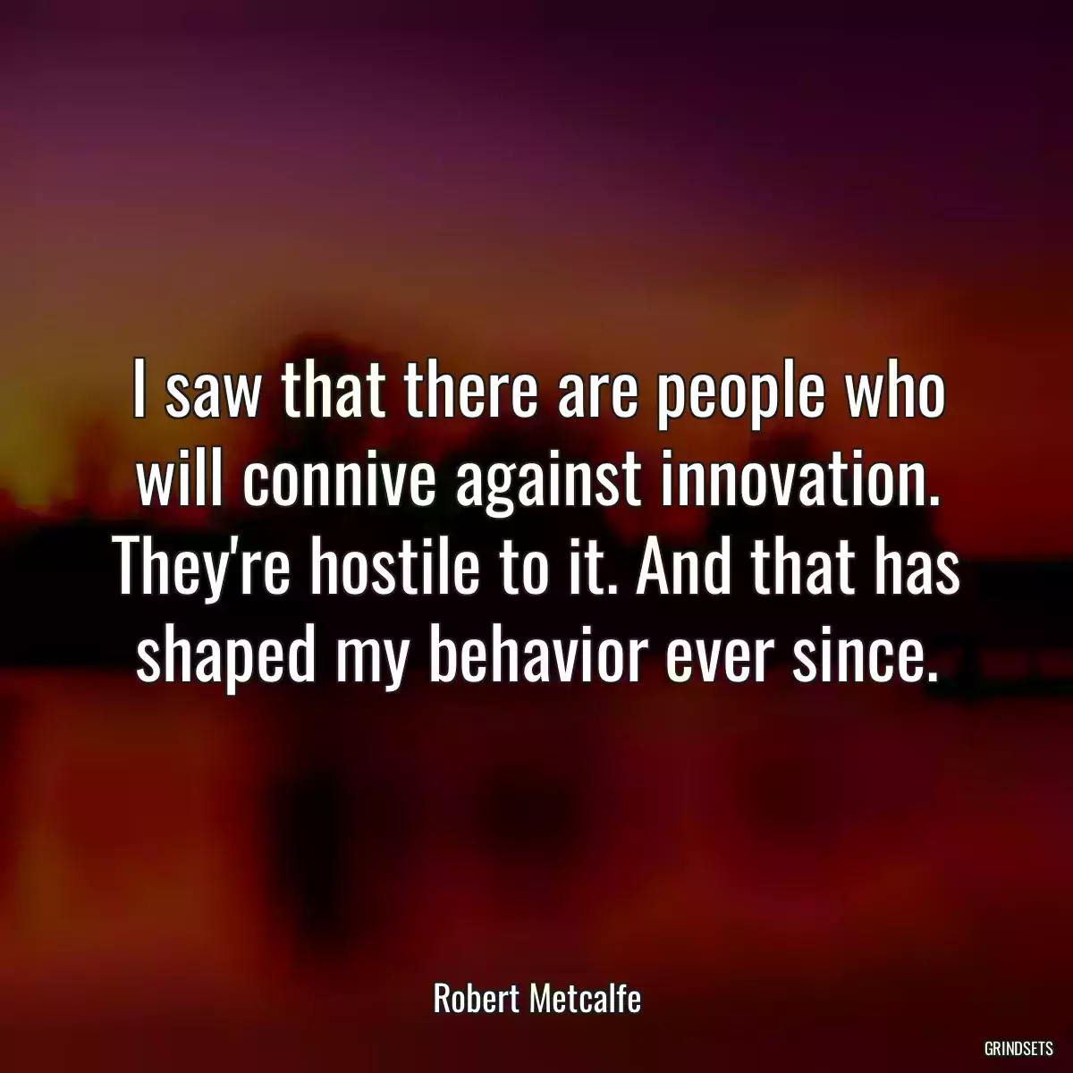 I saw that there are people who will connive against innovation. They\'re hostile to it. And that has shaped my behavior ever since.