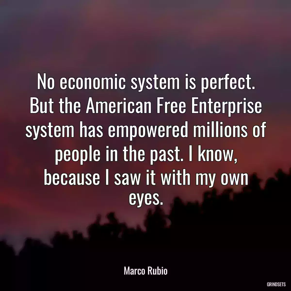 No economic system is perfect. But the American Free Enterprise system has empowered millions of people in the past. I know, because I saw it with my own eyes.