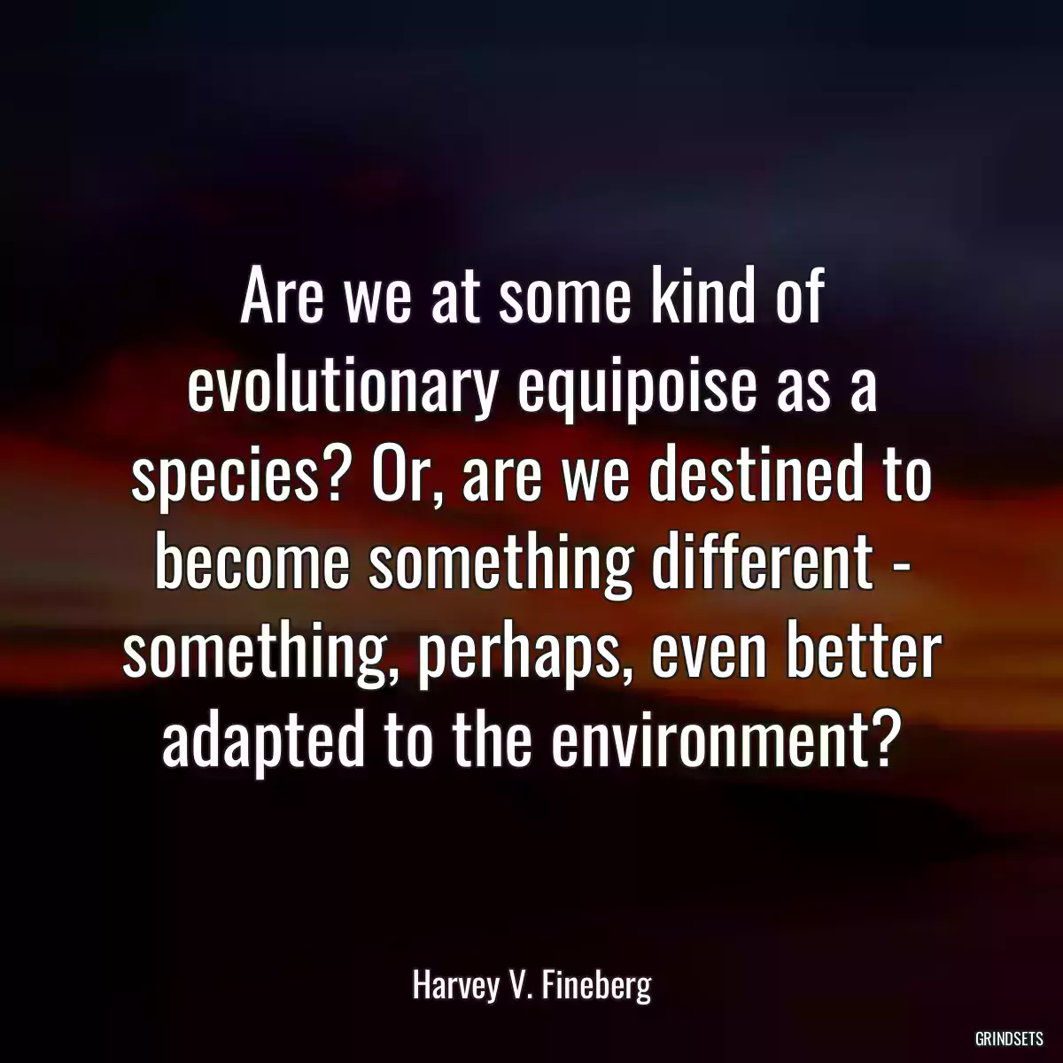 Are we at some kind of evolutionary equipoise as a species? Or, are we destined to become something different - something, perhaps, even better adapted to the environment?