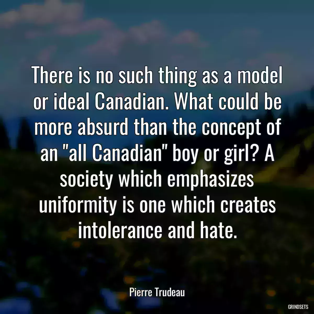 There is no such thing as a model or ideal Canadian. What could be more absurd than the concept of an \