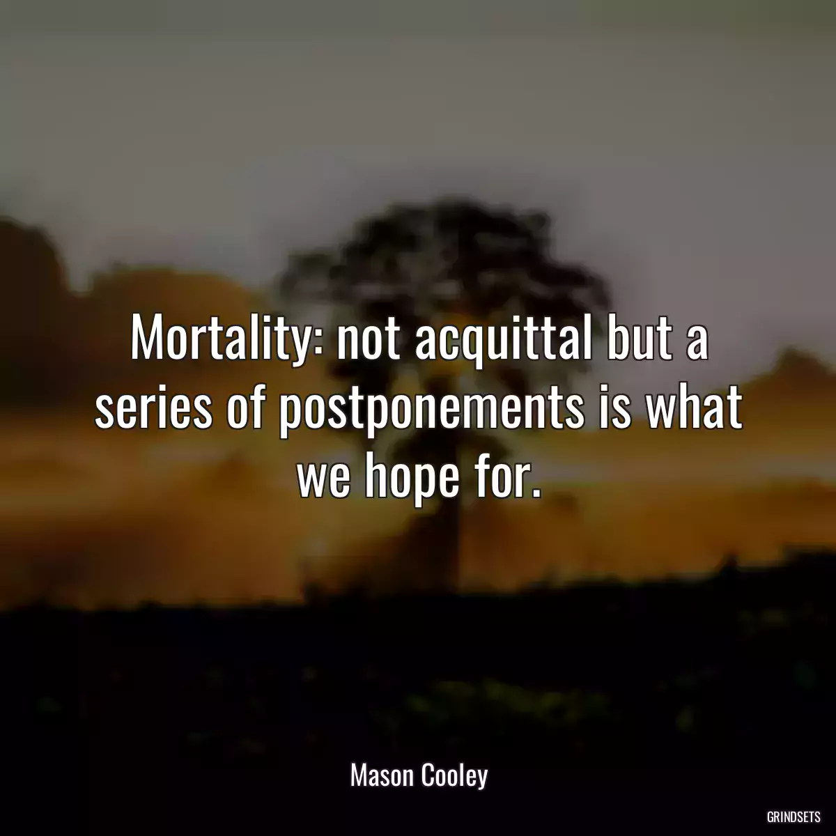 Mortality: not acquittal but a series of postponements is what we hope for.