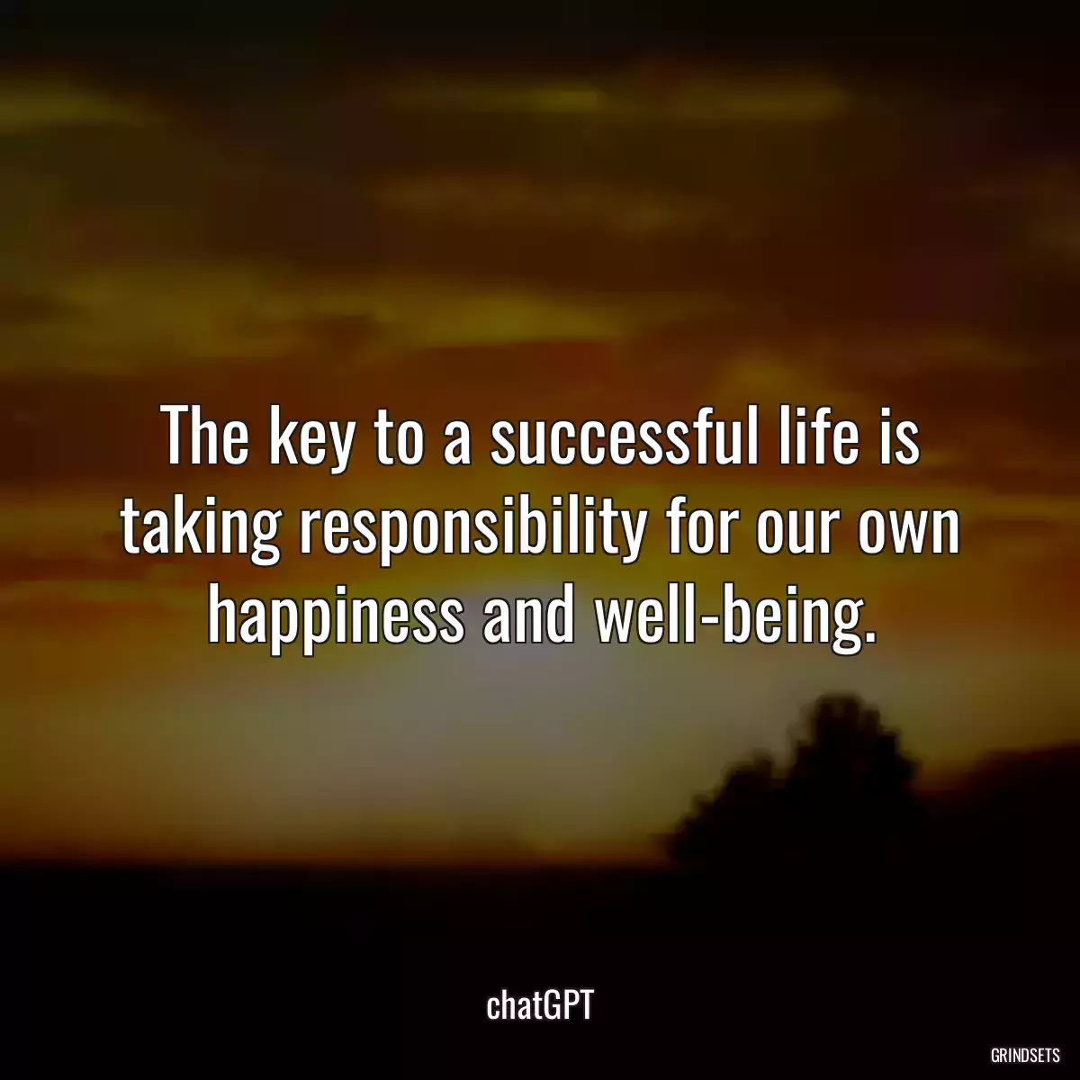 The key to a successful life is taking responsibility for our own happiness and well-being.