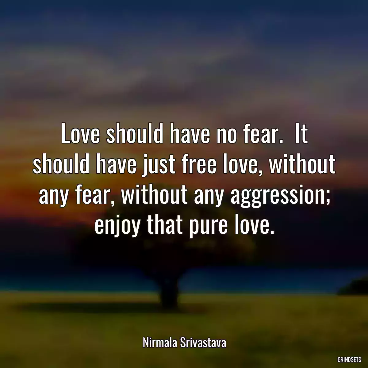 Love should have no fear.  It should have just free love, without any fear, without any aggression; enjoy that pure love.