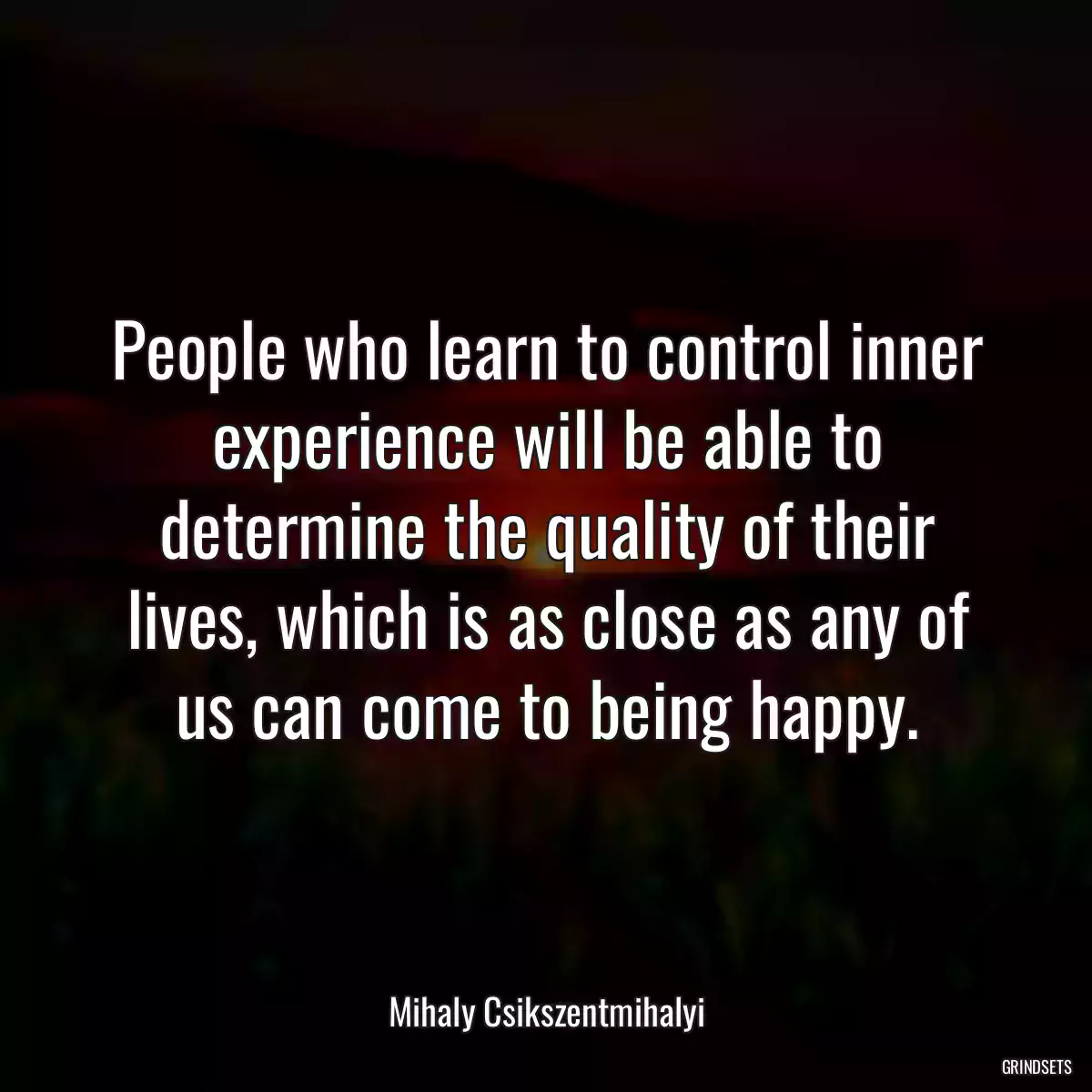 People who learn to control inner experience will be able to determine the quality of their lives, which is as close as any of us can come to being happy.