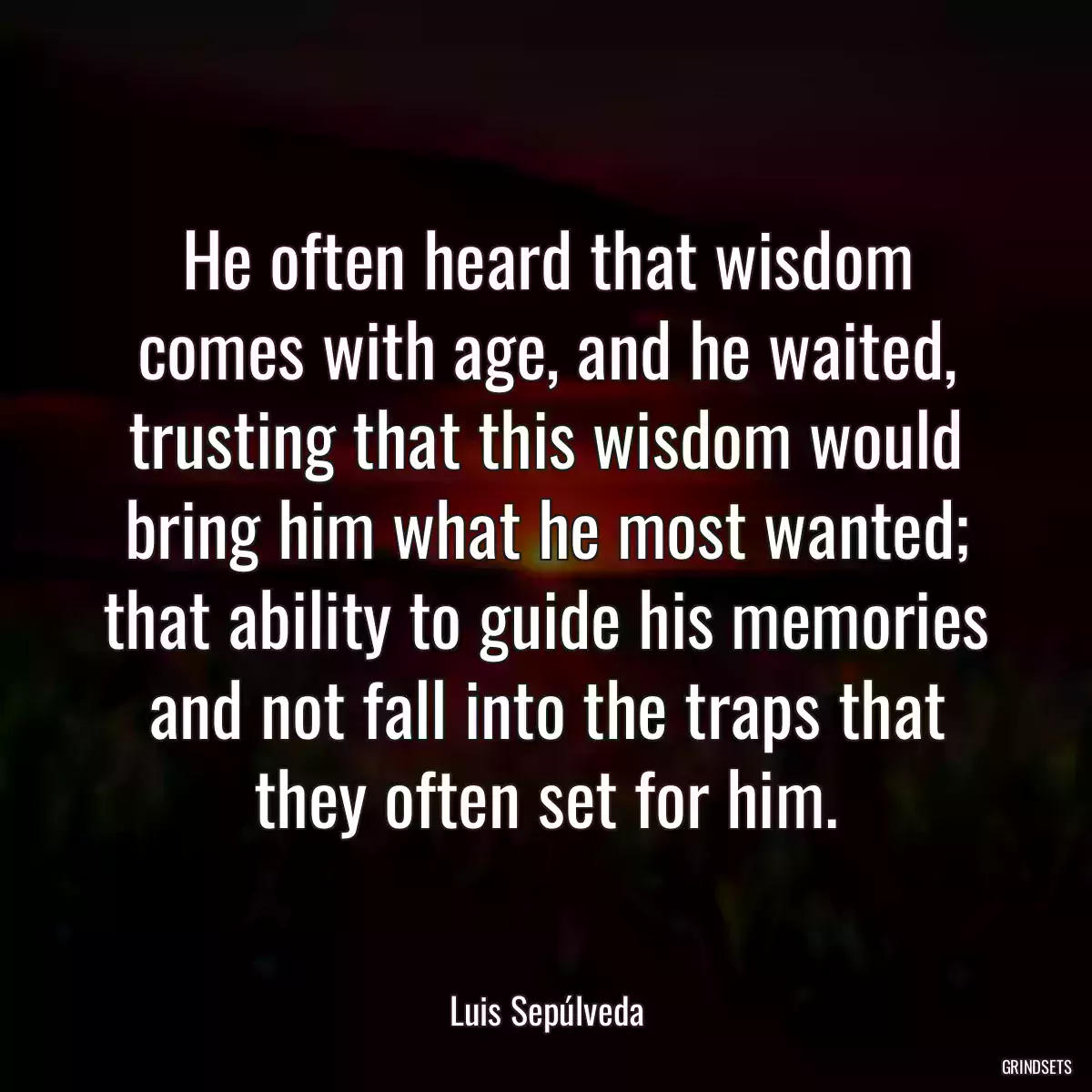 He often heard that wisdom comes with age, and he waited, trusting that this wisdom would bring him what he most wanted; that ability to guide his memories and not fall into the traps that they often set for him.