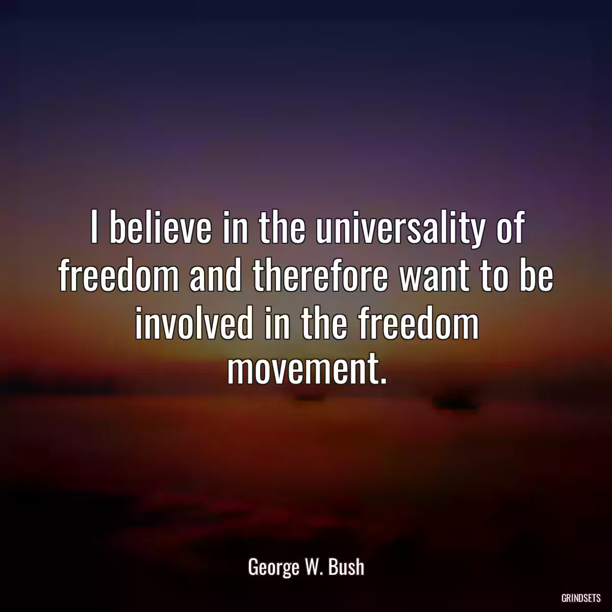 I believe in the universality of freedom and therefore want to be involved in the freedom movement.