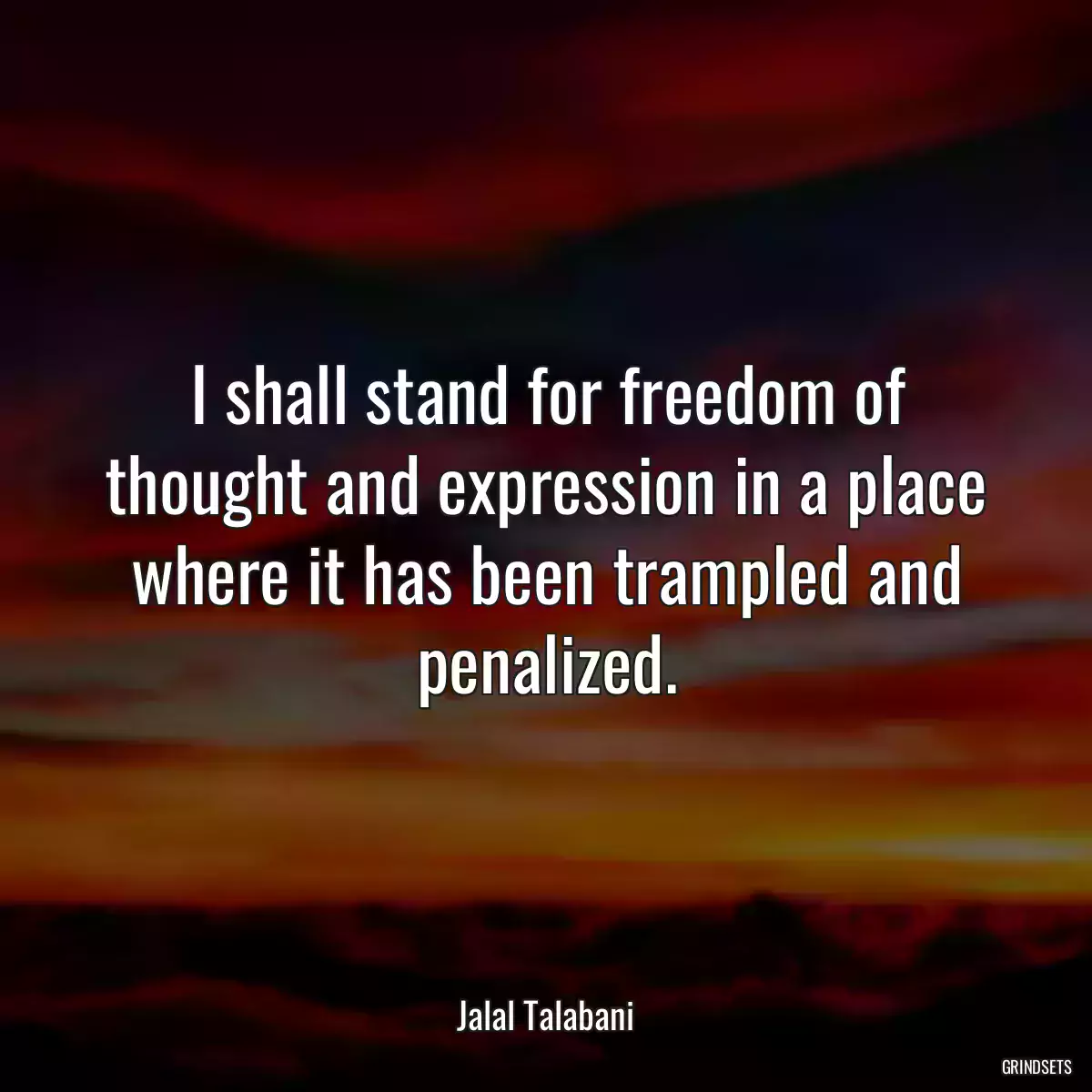 I shall stand for freedom of thought and expression in a place where it has been trampled and penalized.