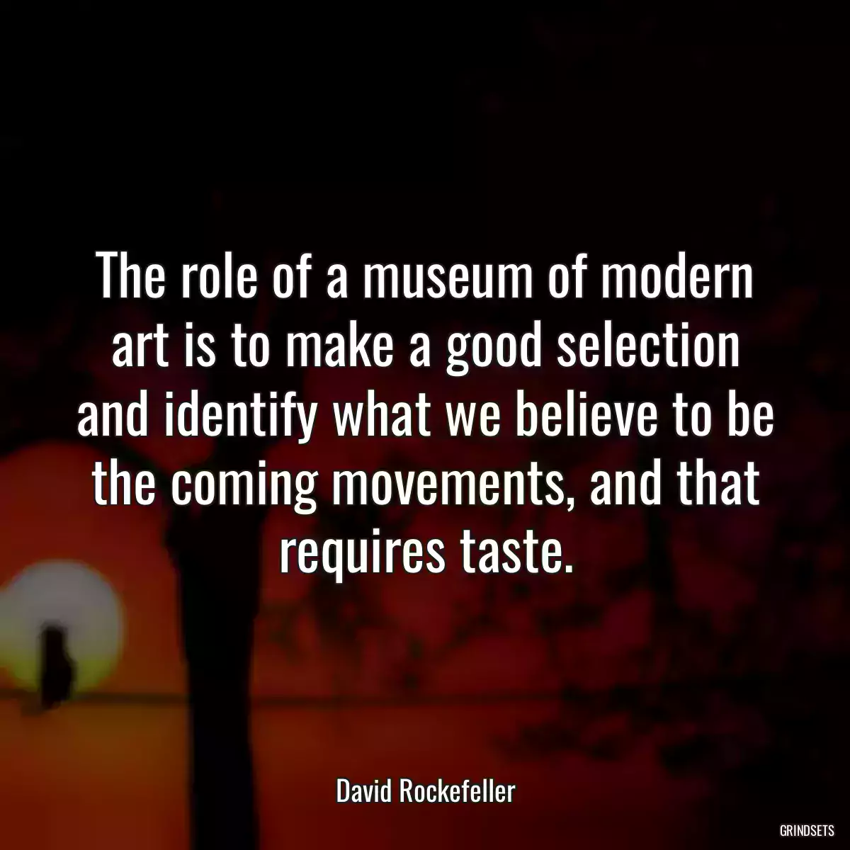 The role of a museum of modern art is to make a good selection and identify what we believe to be the coming movements, and that requires taste.