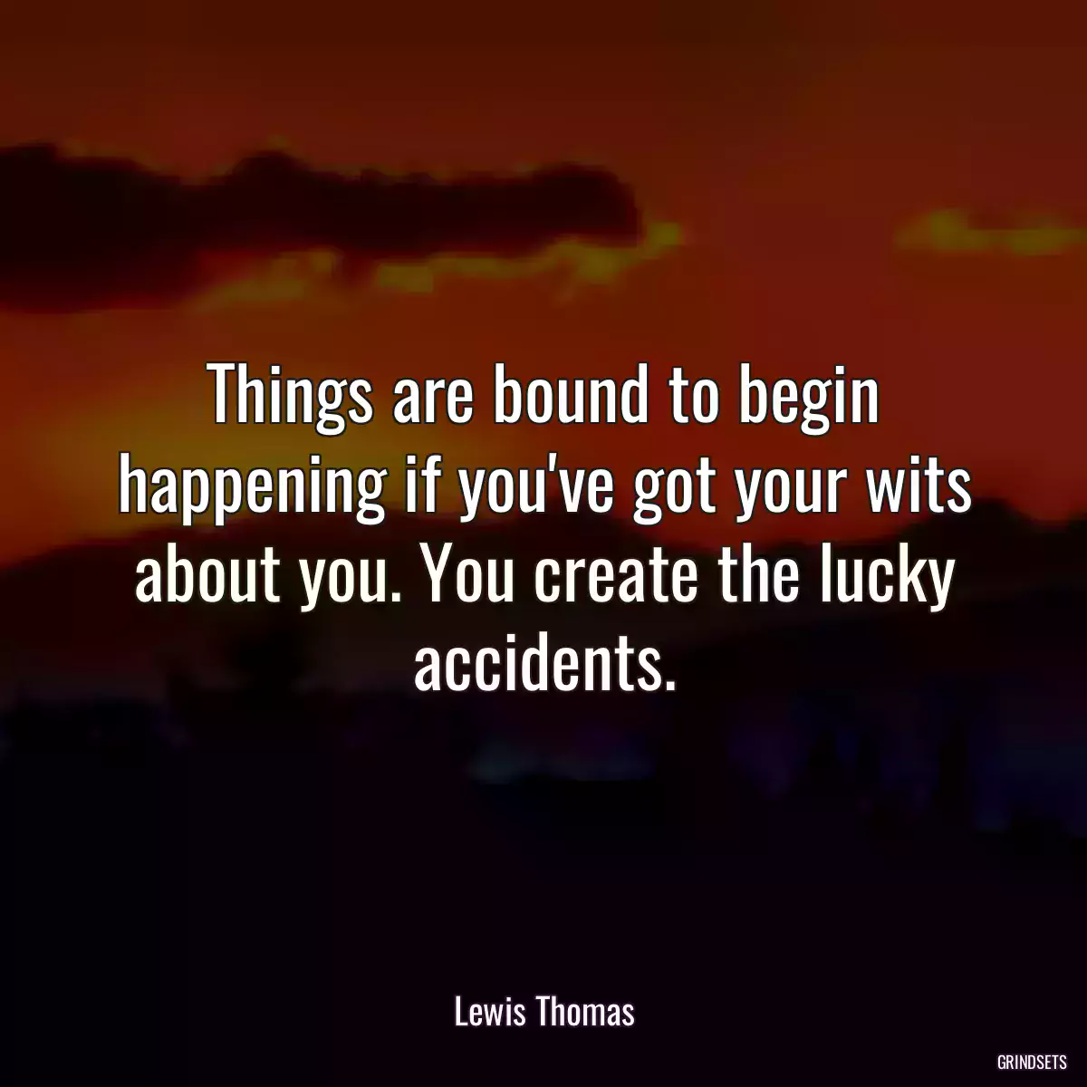 Things are bound to begin happening if you\'ve got your wits about you. You create the lucky accidents.