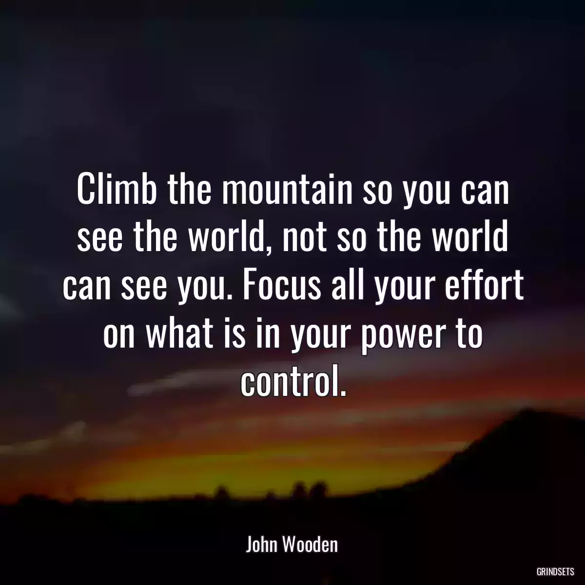 Climb the mountain so you can see the world, not so the world can see you. Focus all your effort on what is in your power to control.