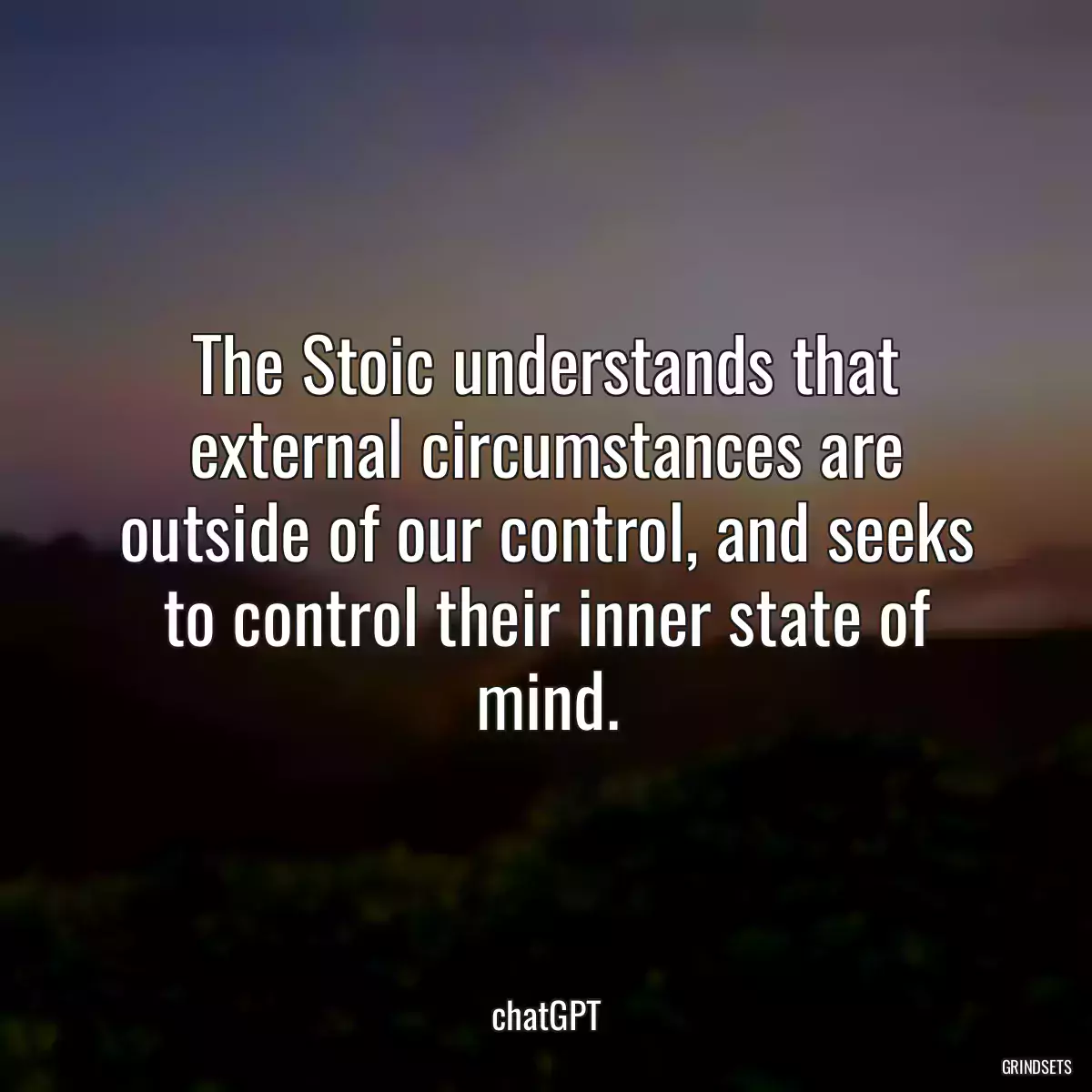 The Stoic understands that external circumstances are outside of our control, and seeks to control their inner state of mind.