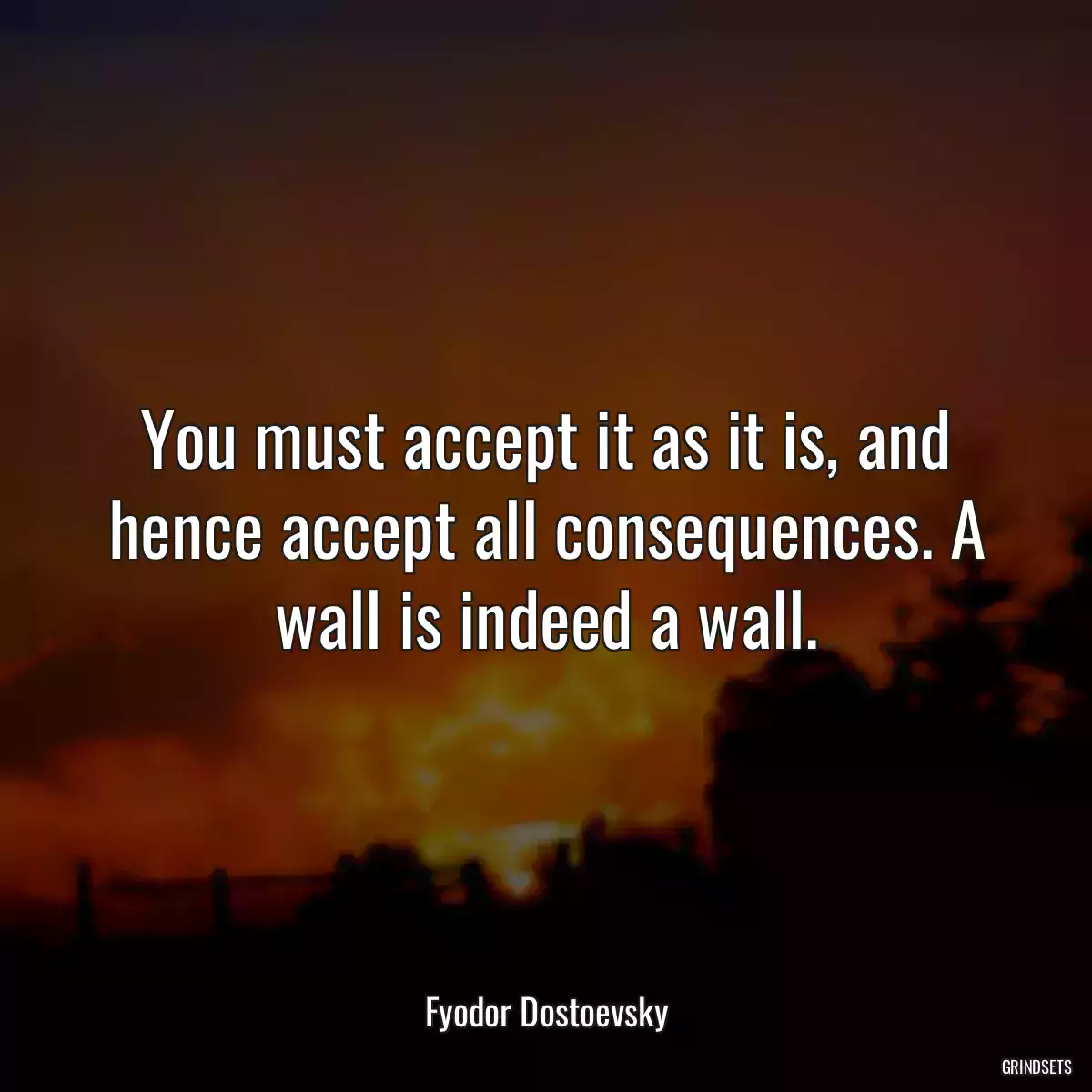 You must accept it as it is, and hence accept all consequences. A wall is indeed a wall.